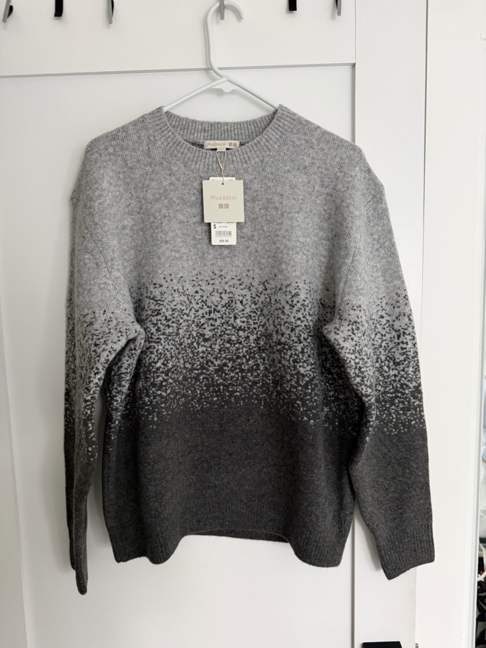 JW ANDERSON Gray Ombre Speckled Crewneck Sweater